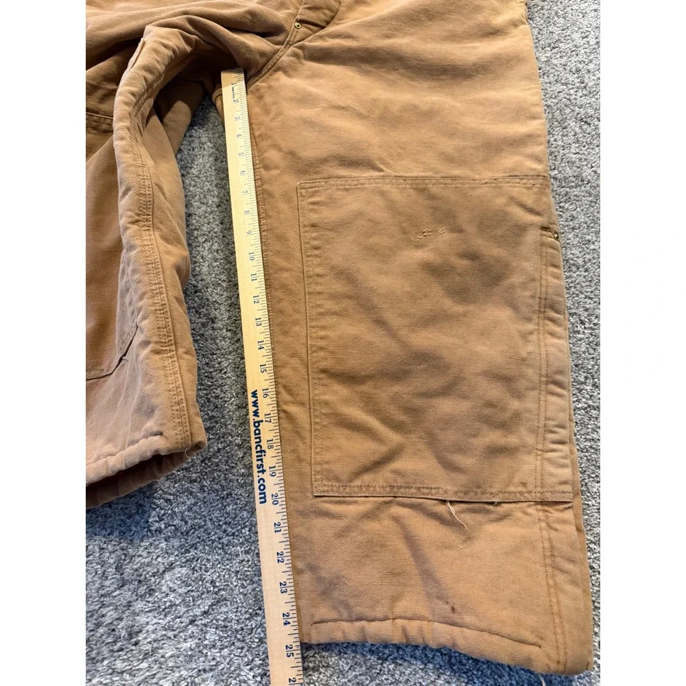 Carhartt Bib Overalls Mens 44x25* Brown Duck Bib Double‎ Knee Quilt Lined USA *